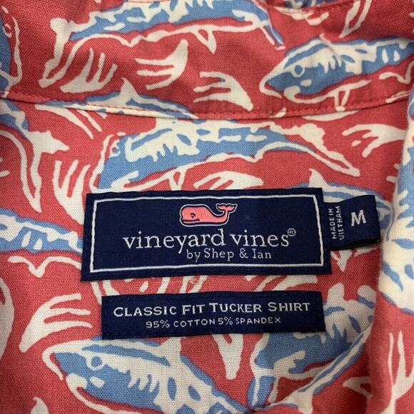Vineyard Vines Shirt Mens M Melon Classic Fit Tucker Button Down Stretch Cotton - Picture 4 of 10